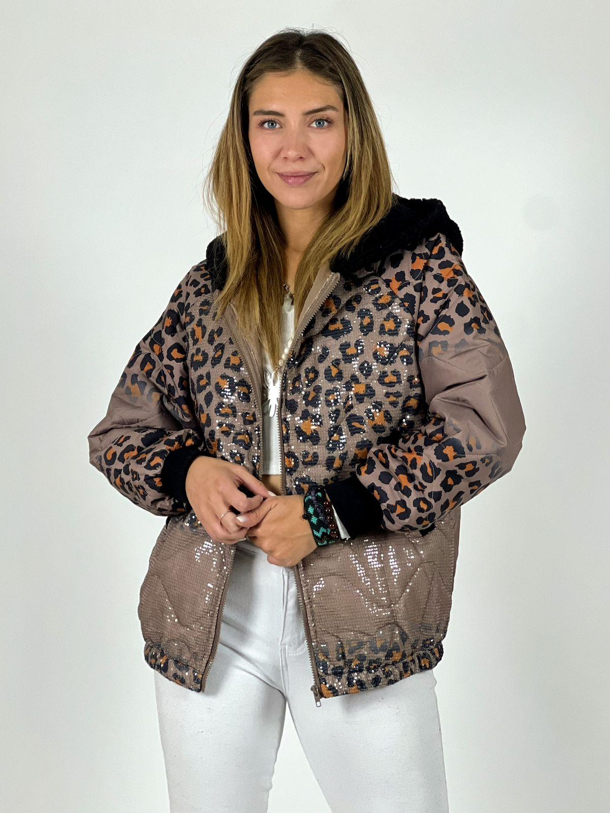 Parka con Lentejuelas Print