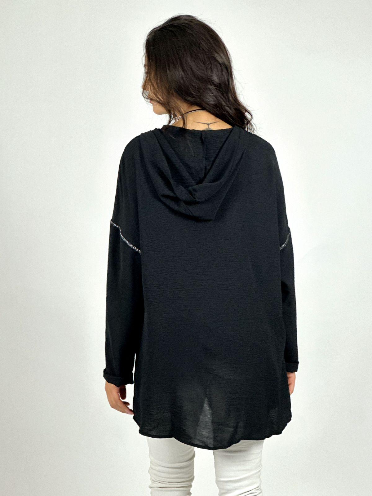 Polera Crepé Triple Corazon Lentejuelas