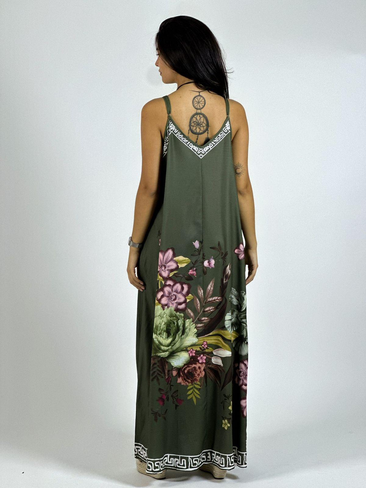 Vestido Satín Con Flores