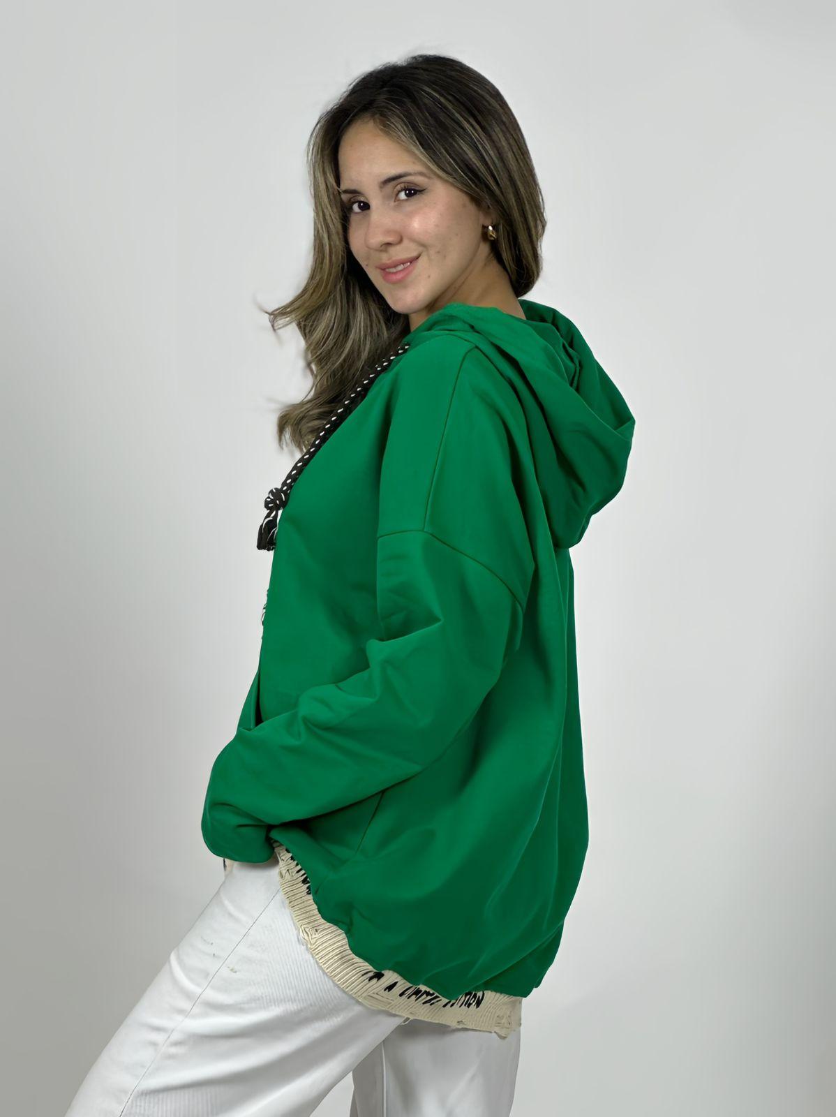 Polerón Italiano Algodón Afranelado Borde Letras