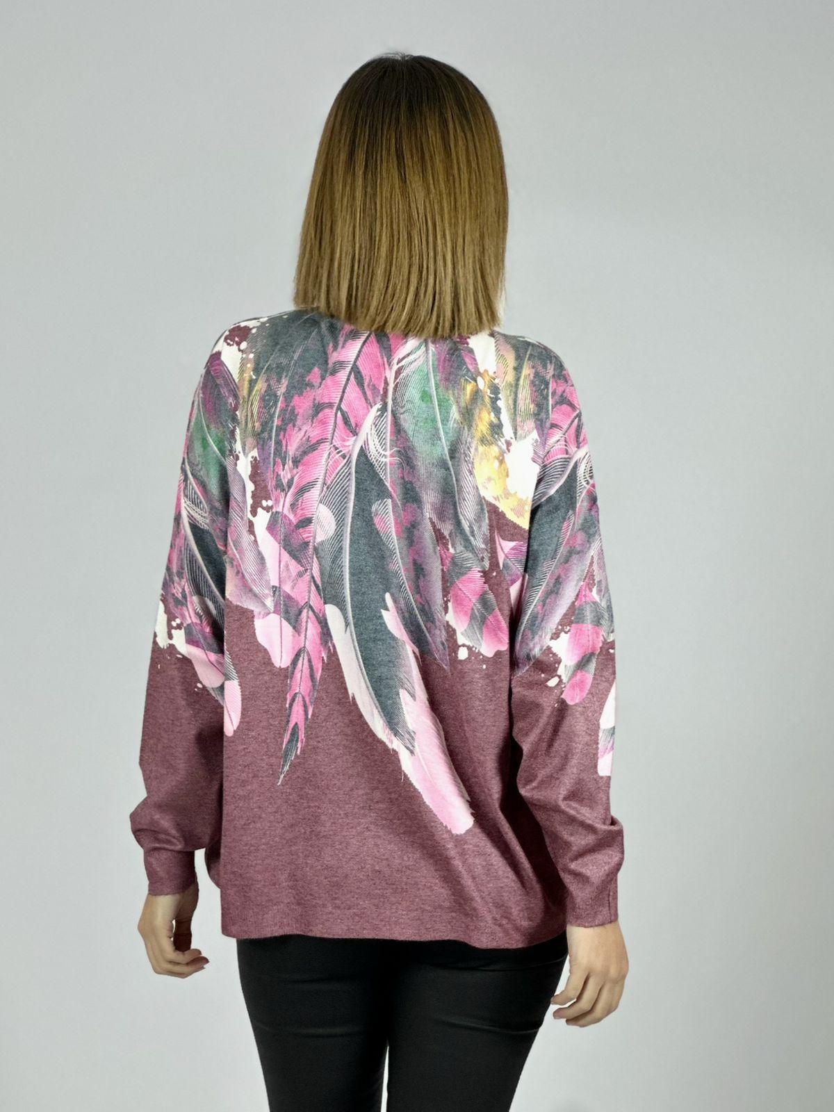 Sweater Hilo Estampado Diseño Plumas
