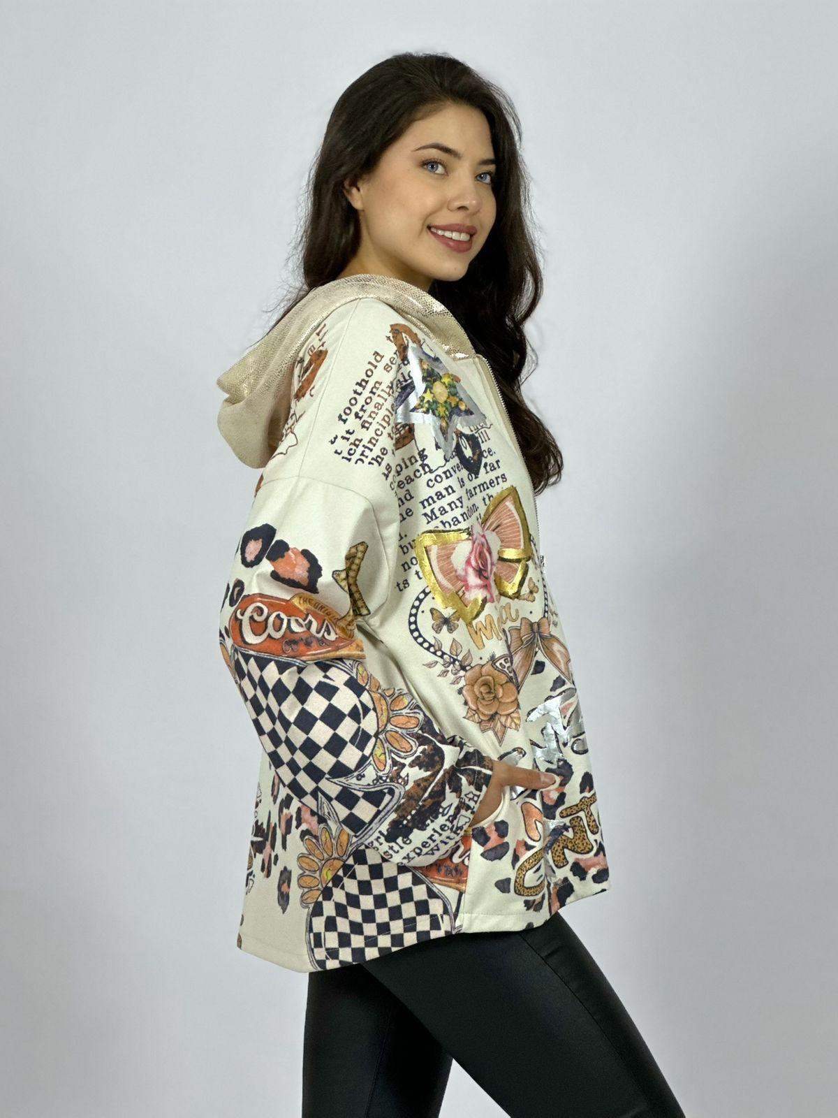 Polerón Gamuza Estampado Flores Print Mariposas
