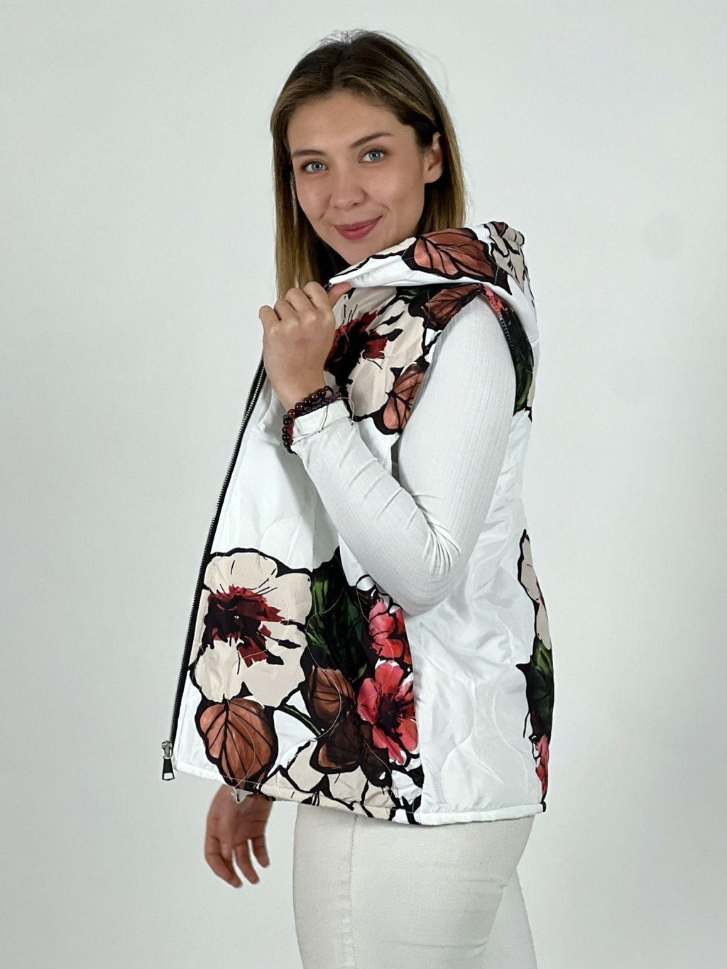 Parka Italiana Corta Estampado Flores