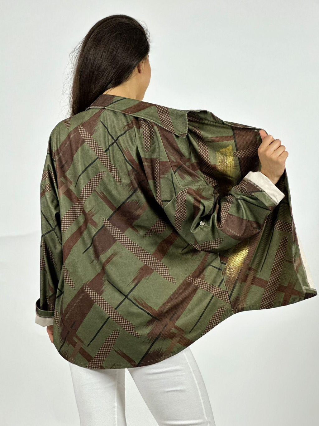 Camisa Cotelé Líneas y Brillos Cruzados