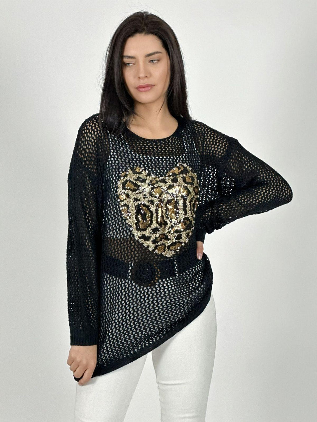 Polera Hilo Broderi Corazón Print