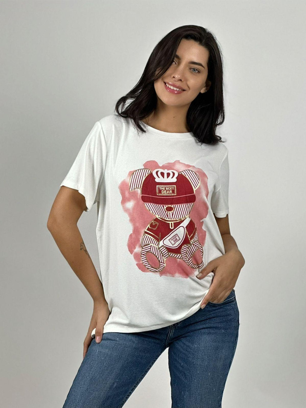 Polera Algodón Osito Líneas