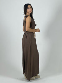 Vestido Lino Flor Brillos