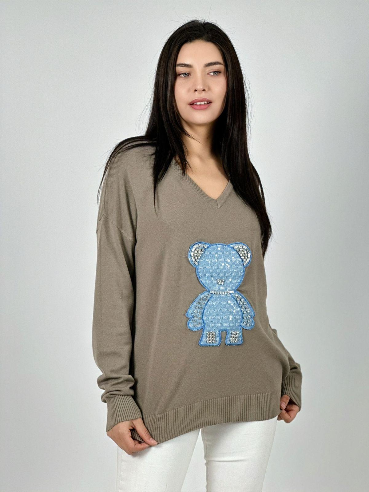 Sweater Spandex Diseño Osito Brillante