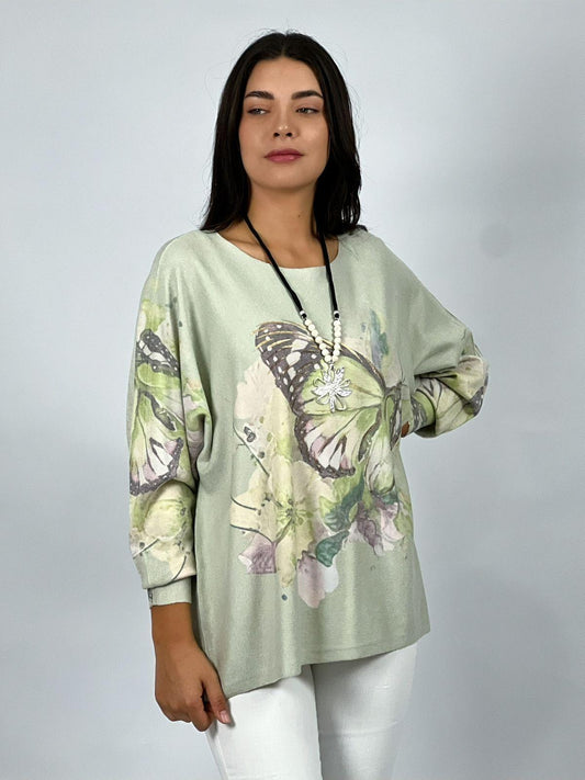 Sweater Spandex Estampados Flores y Mariposa