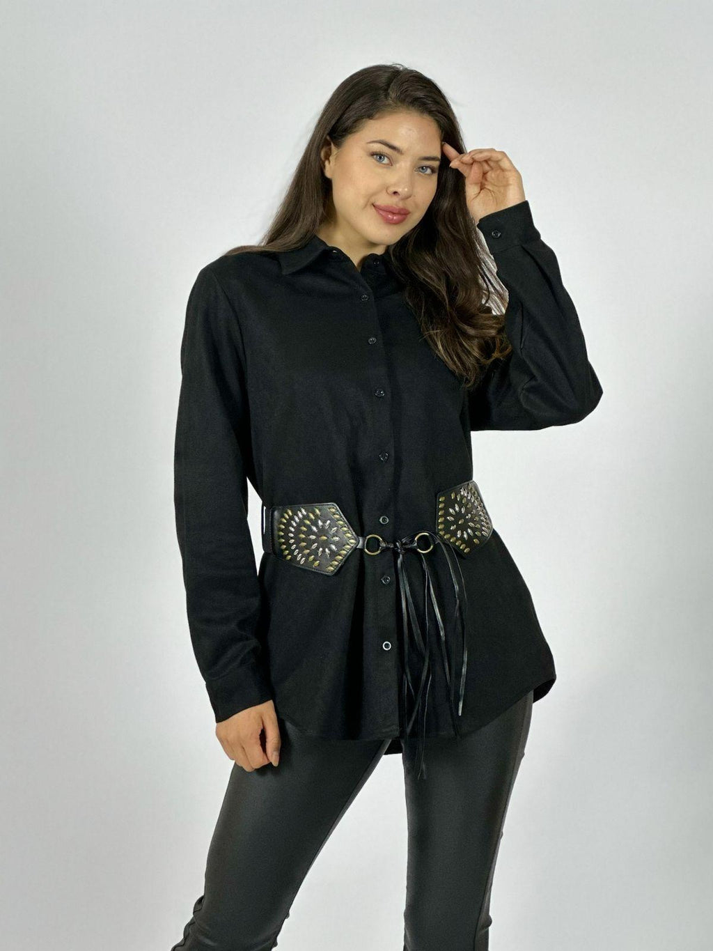 Sobre Camisa Gamuza con Cinturón Boho