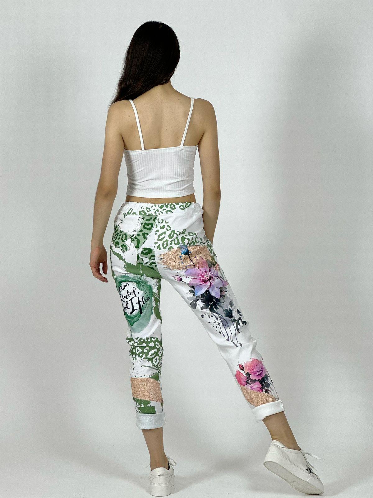 Jogger Italiano Viscosa Flores Print Letras