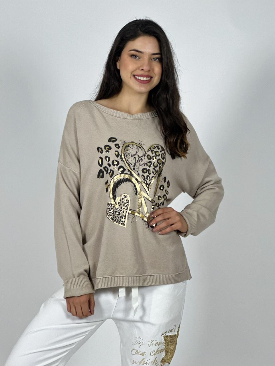 Polerón Italiano Triple Corazón Print