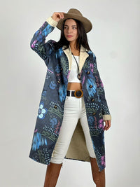 Abrigo Estilo Italiano Diseño Flores