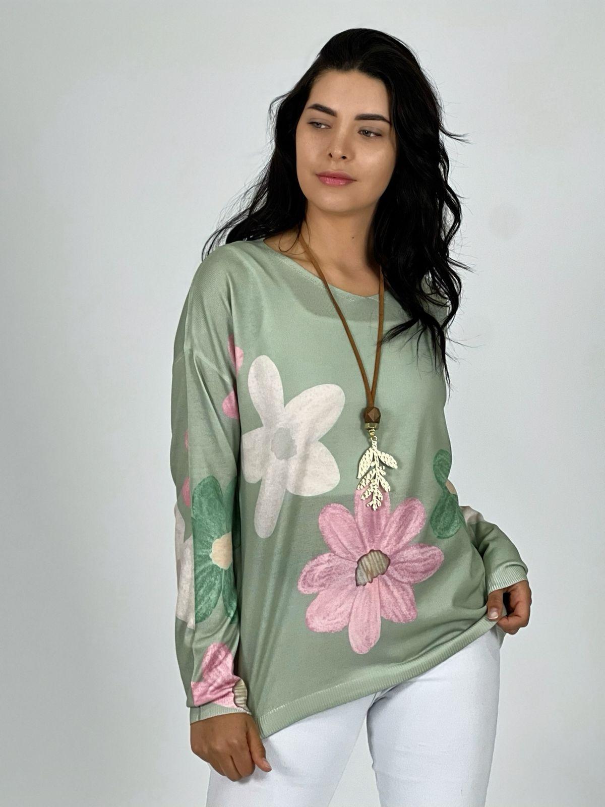Sweater de Hilo con Flores