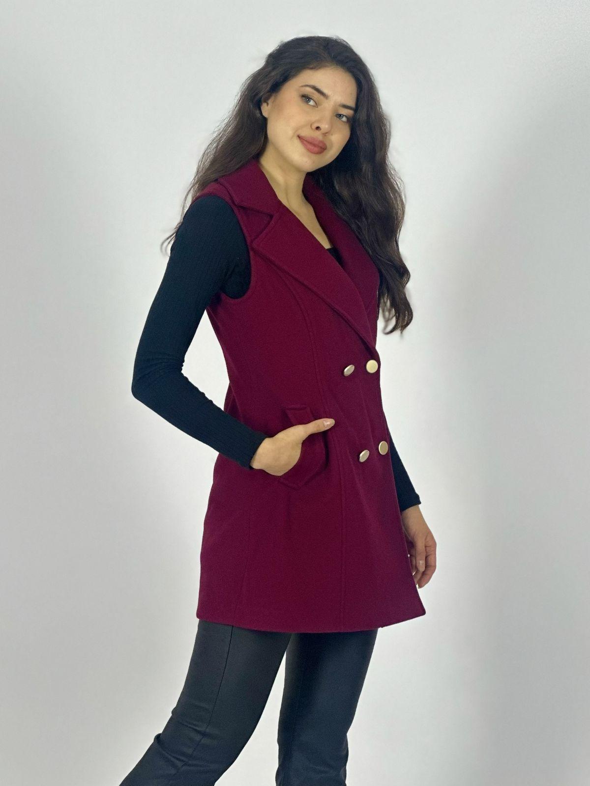 Abrigo Paño Sin Mangas 4 Botones