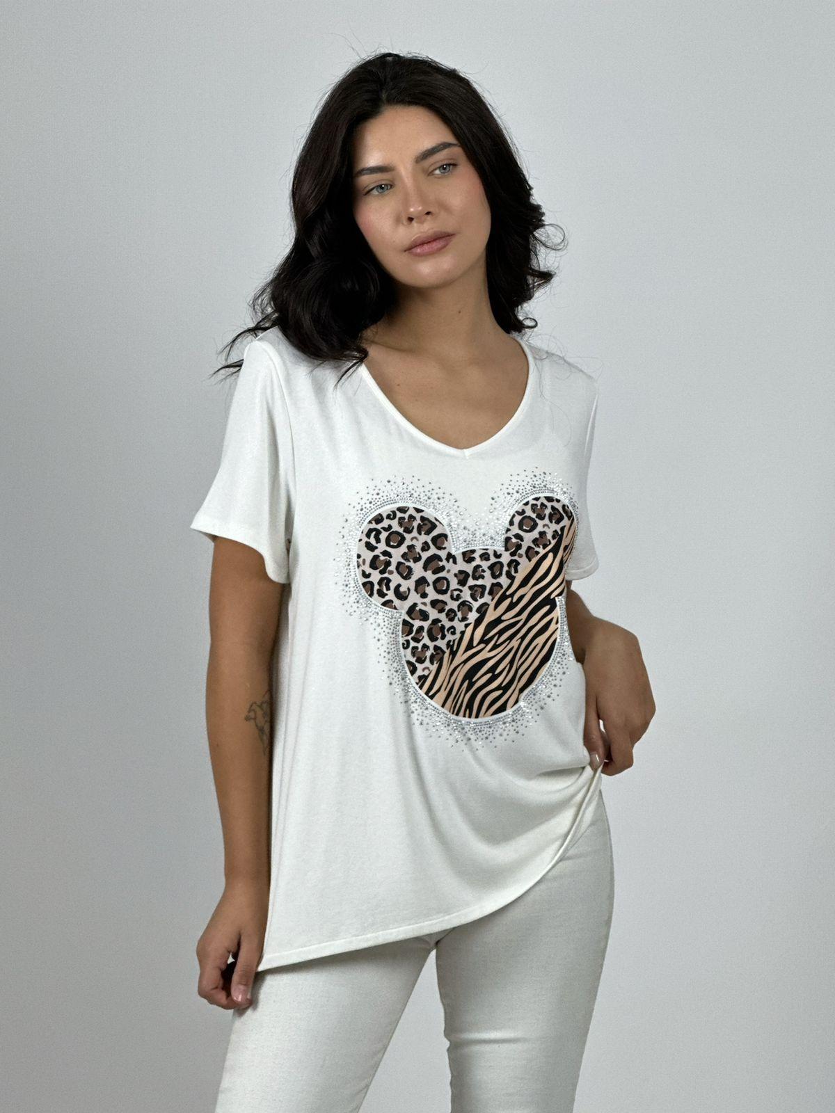 Polera Algodón Mickey Con Brillos