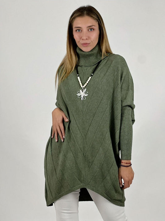 Sweater Lana con Relieve en Diagonal
