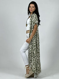 Vestido Viscosa Abotonado Estampado Ondas