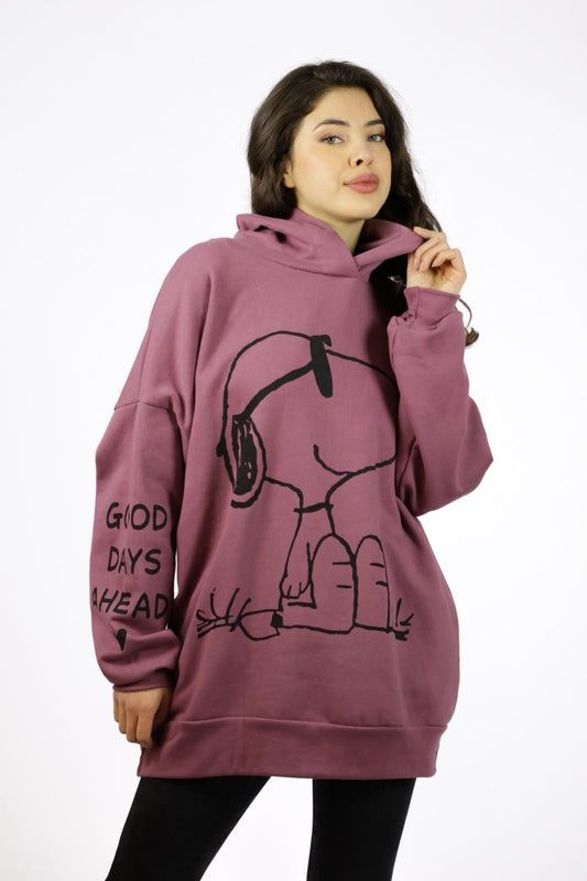Polerón Algodón Snoopy Con Letras Dorso