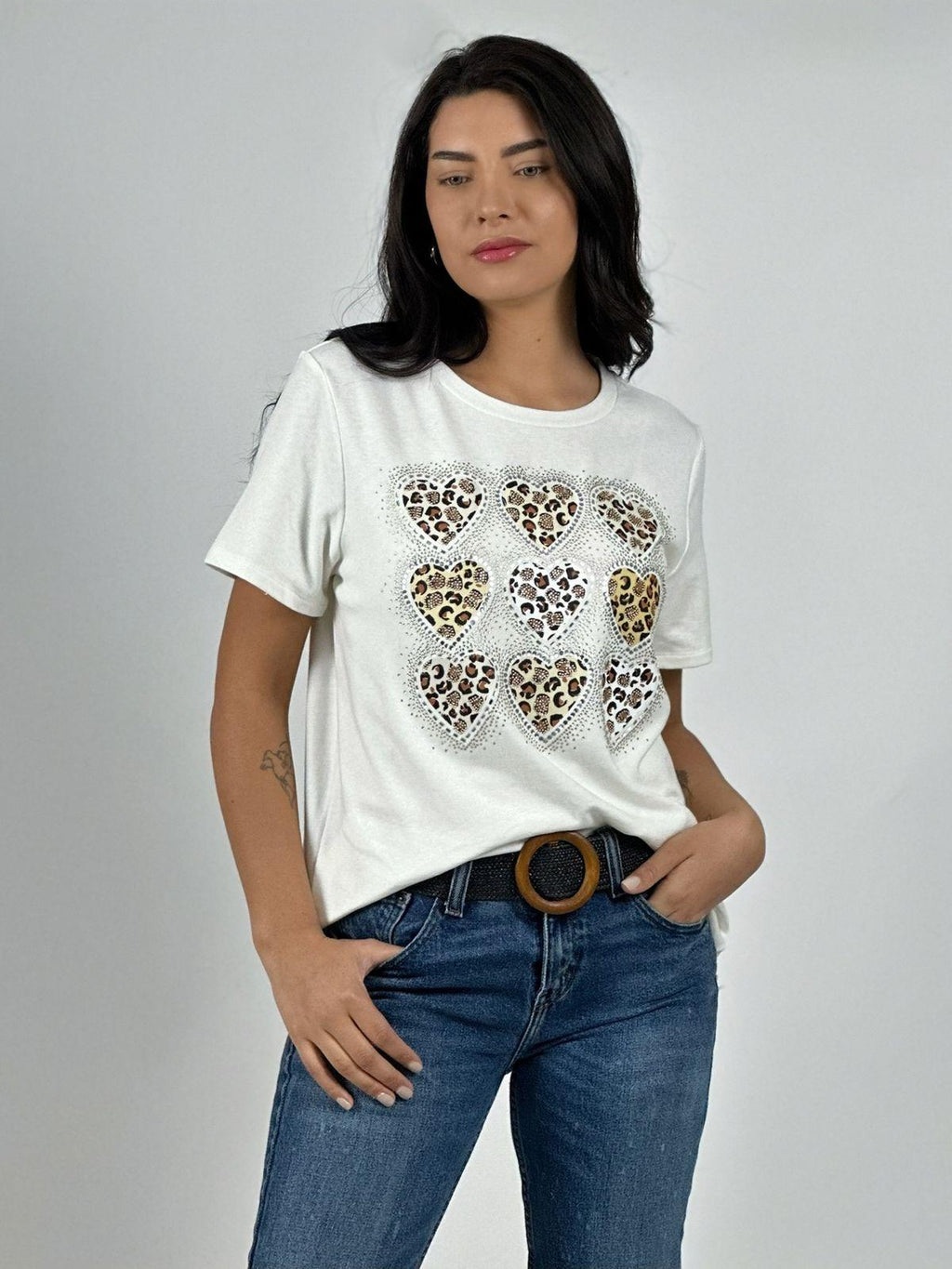 Polera Algodón Corazones Print