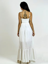 Vestido Crepé Torso Encaje