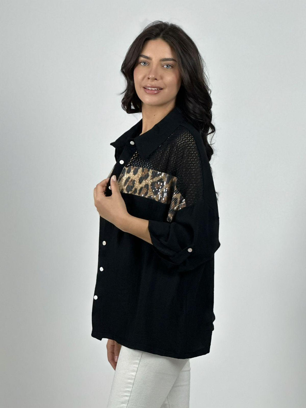 Blusa Lino Franja Print