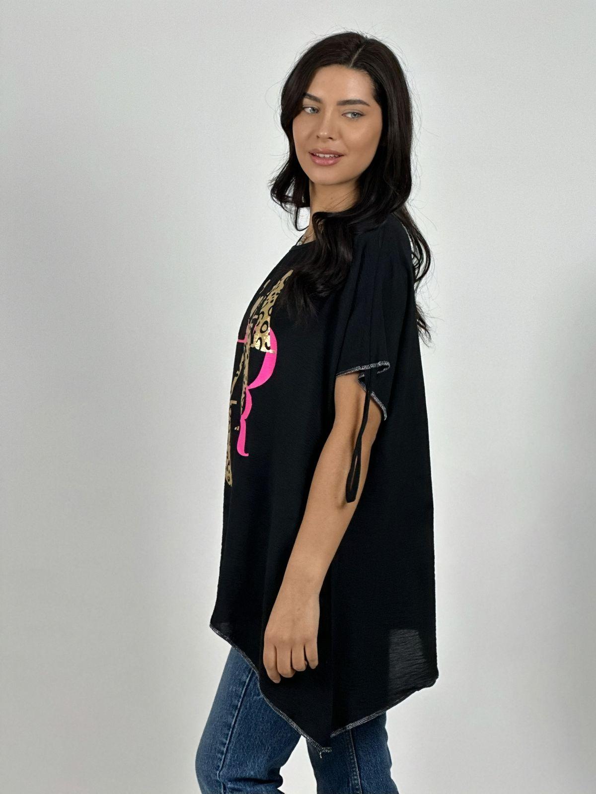 Polera Casual Crepé Diseño Print Amour