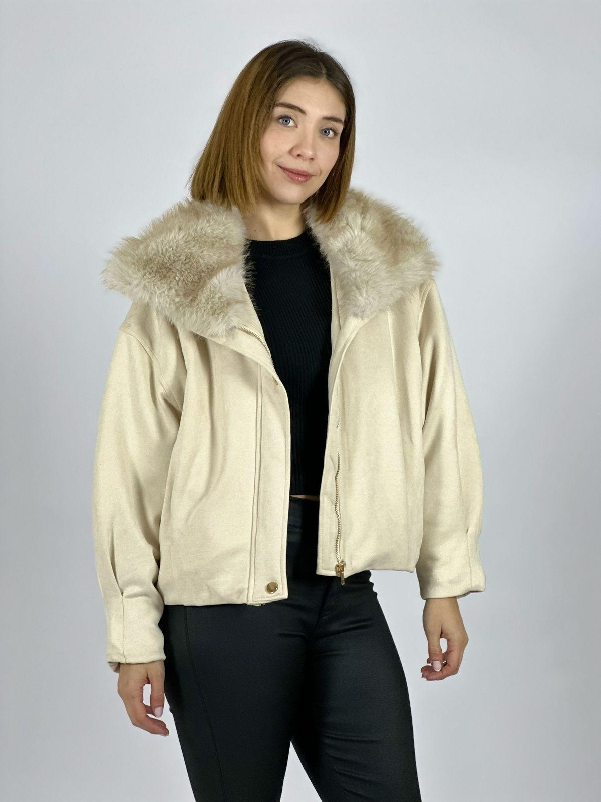 Chaqueta Gamuza Acolchada Cuello Peludo