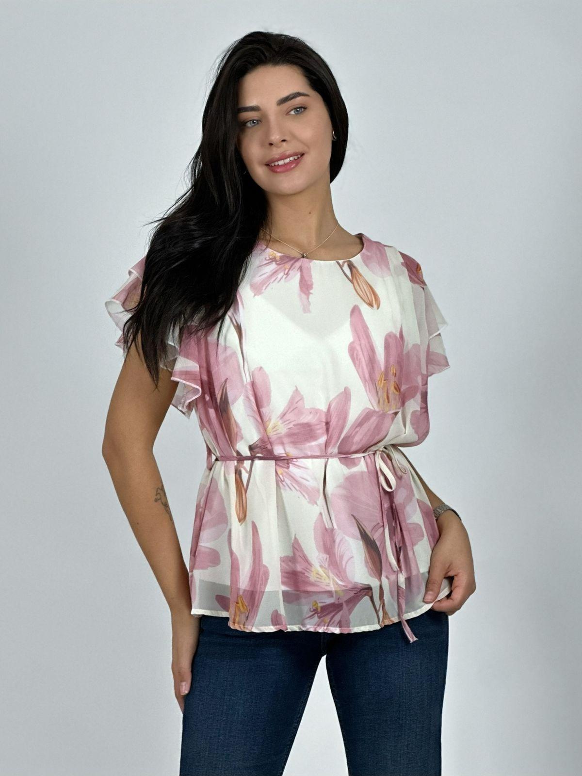 Blusa con Amarra Lirios Estampados