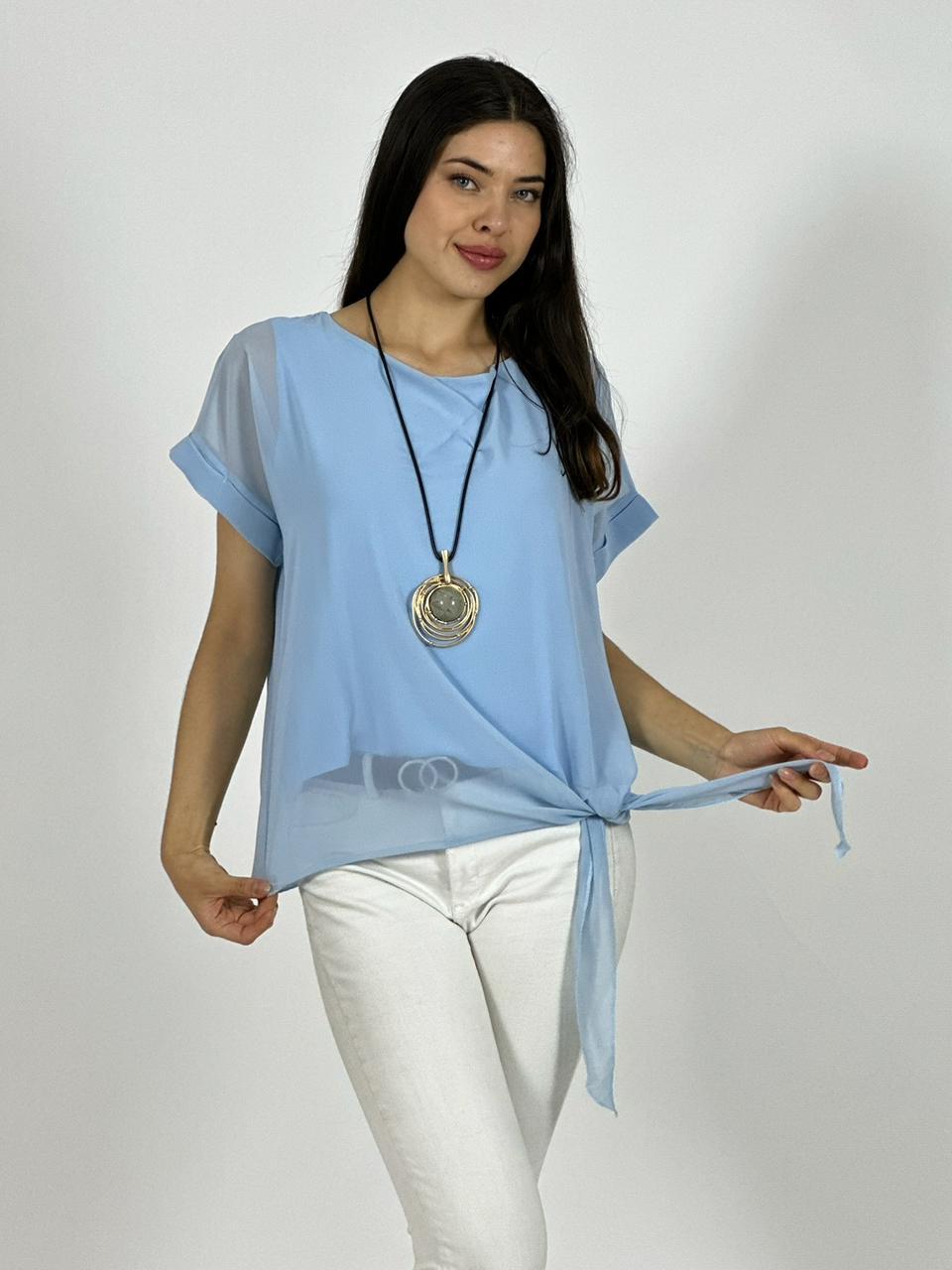 Blusa con Gaza Forrada Anudada