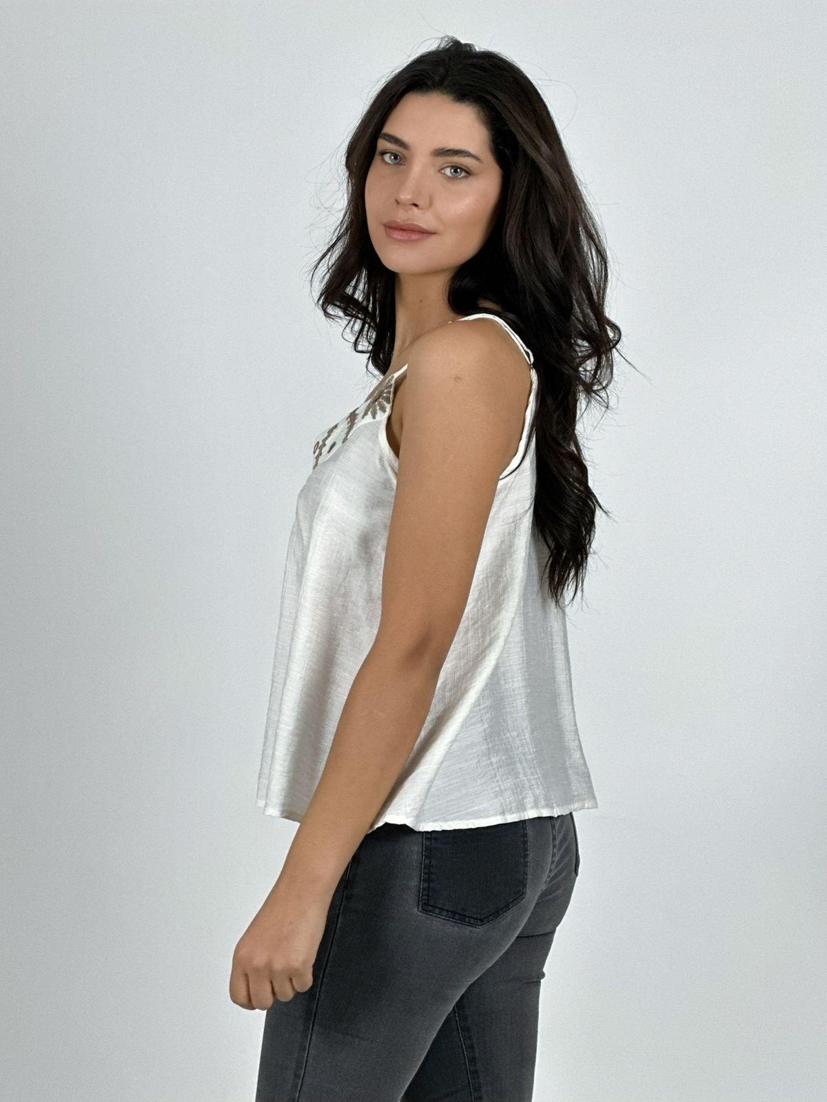 Polera Lino Lencera Bordes Boho