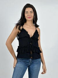 Polera Top Amarrado con Vuelitos