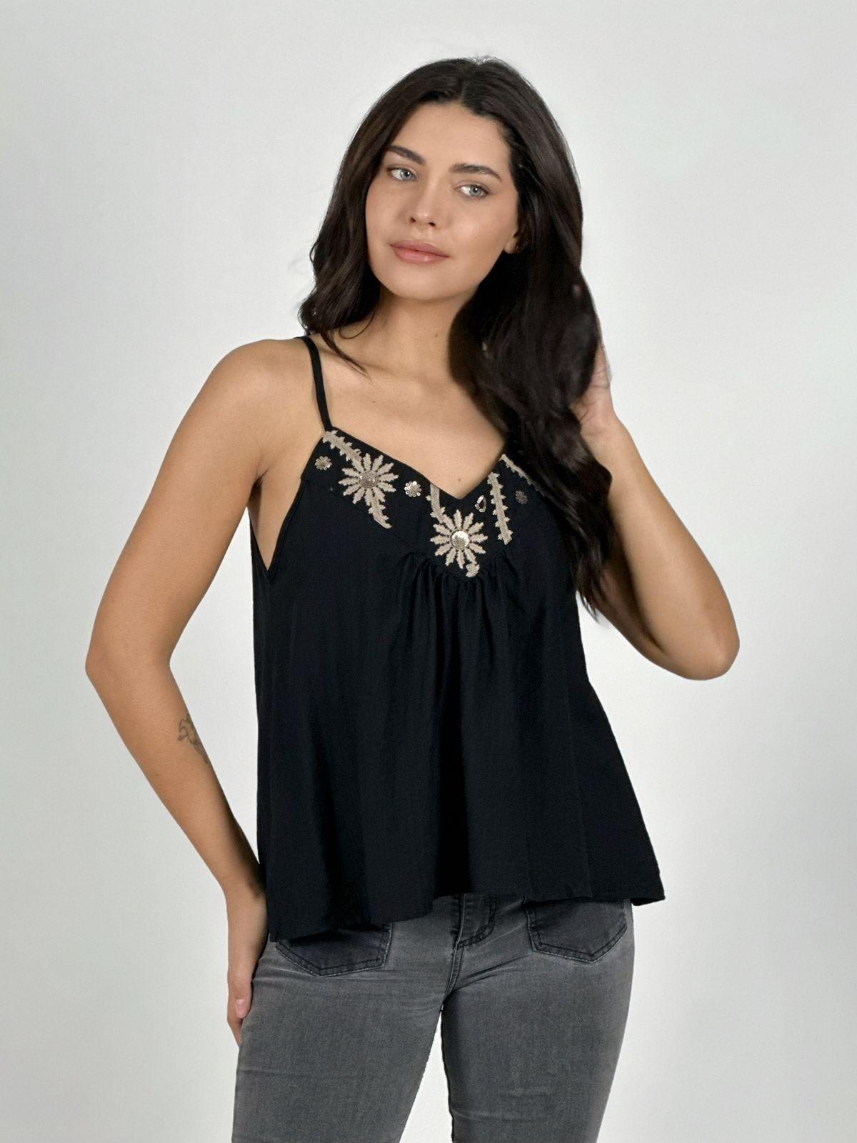 Polera Lino Lencera Bordes Boho