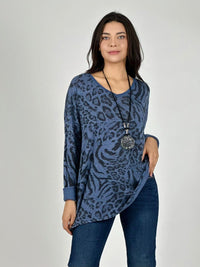 Polera Italiana Print Detalle Tejido En Espalda