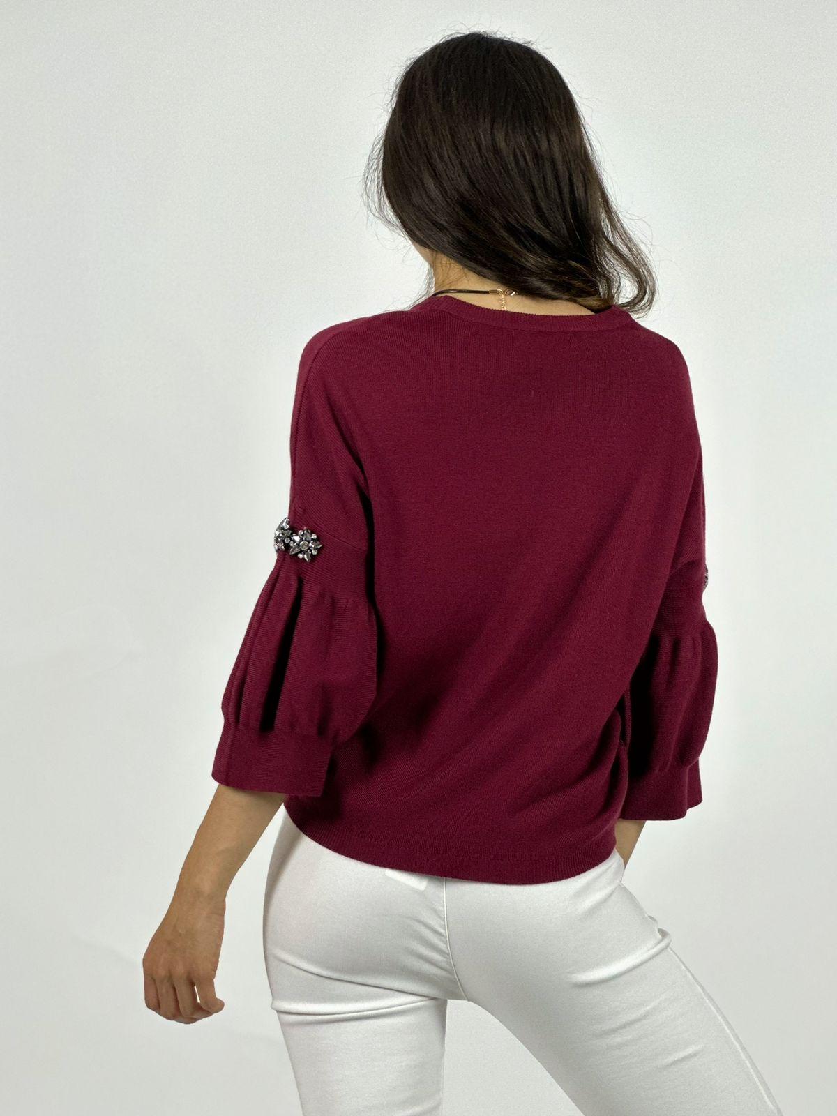 Sweater Spandex Mangas Recogidas Flor