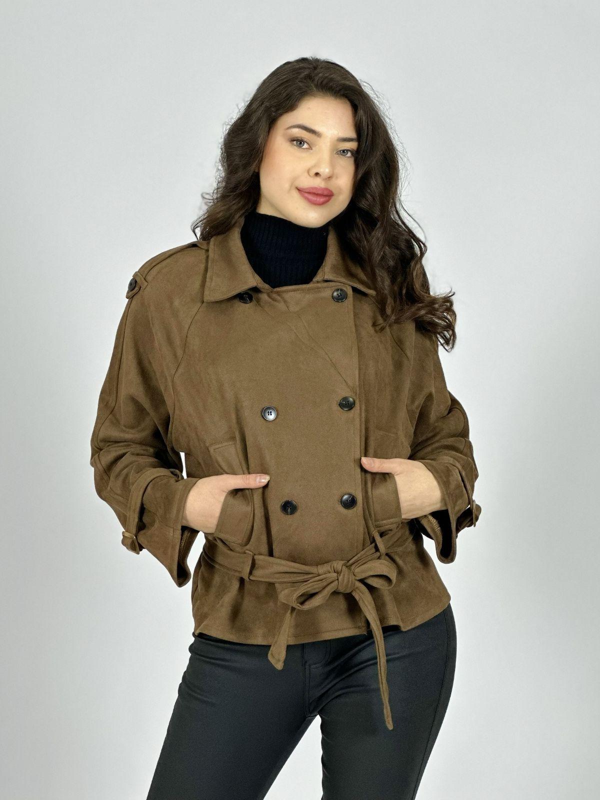 Chaqueta Gamuza 4 Botones con Cinturón