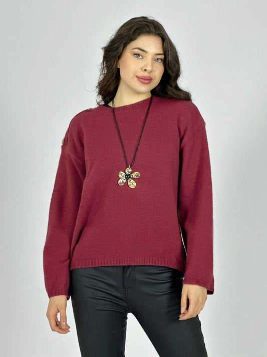 Sweater Lana Corazones Brillantes en Hombros