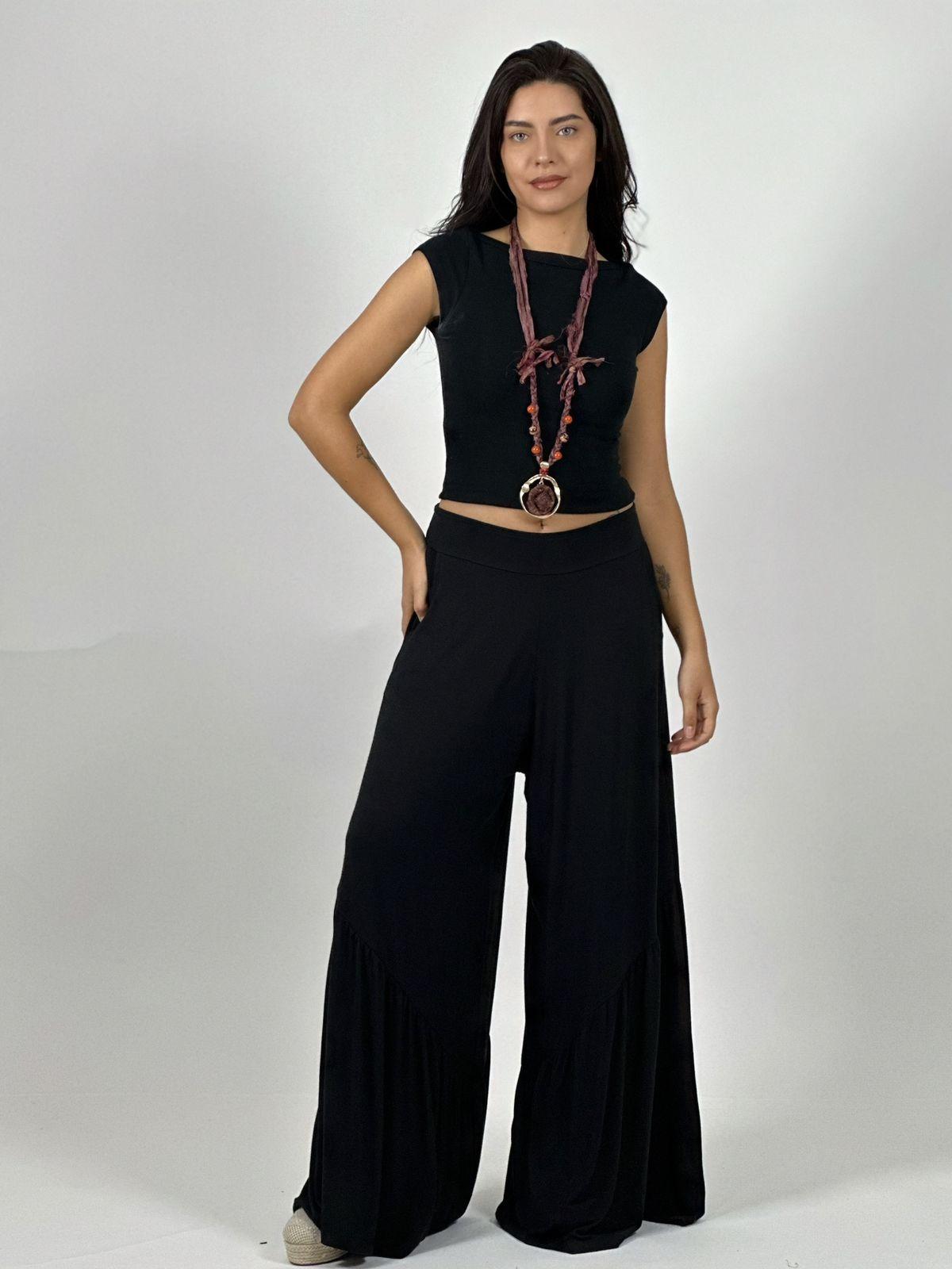 Palazzo Algodón Casual con Faroleos