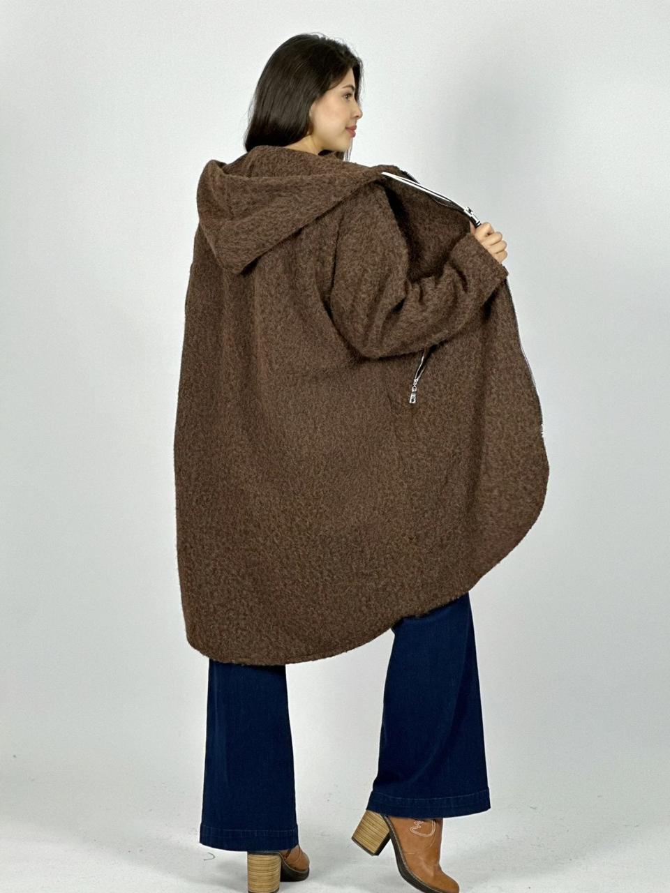 Abrigo Lana Italiano Peludito con Cierre
