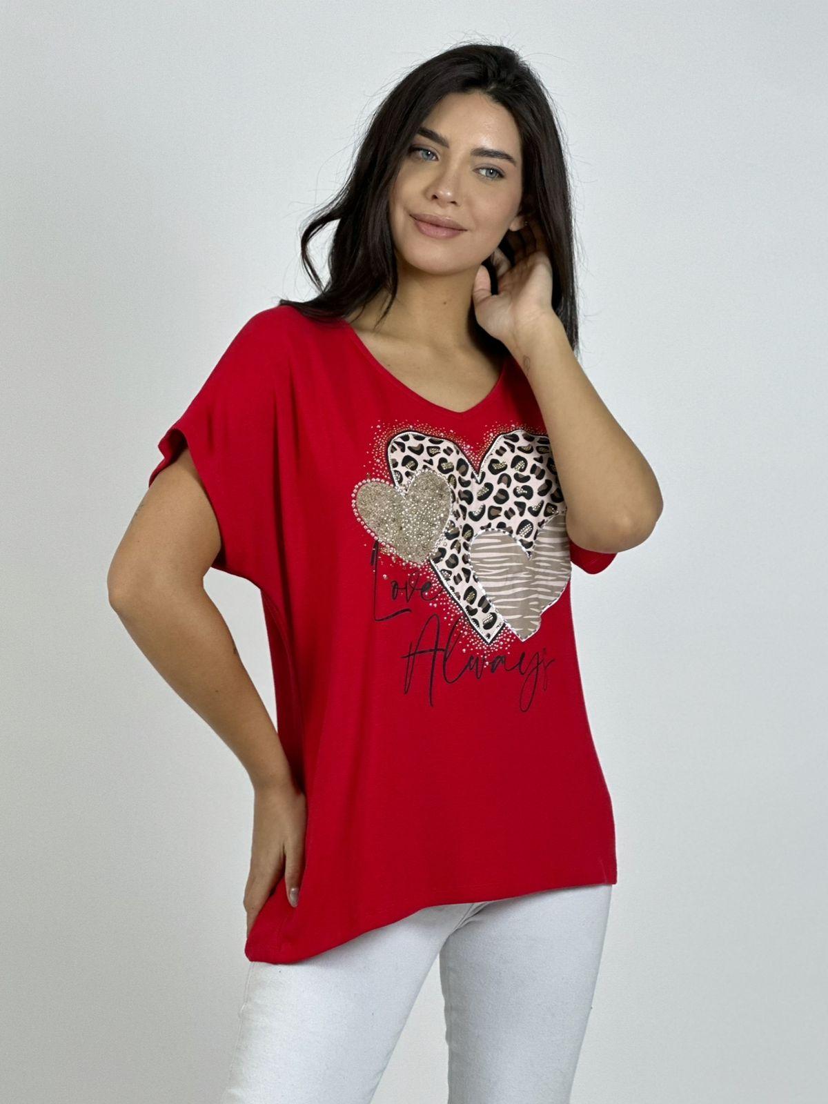 Polera Algodón 3 Corazones Print