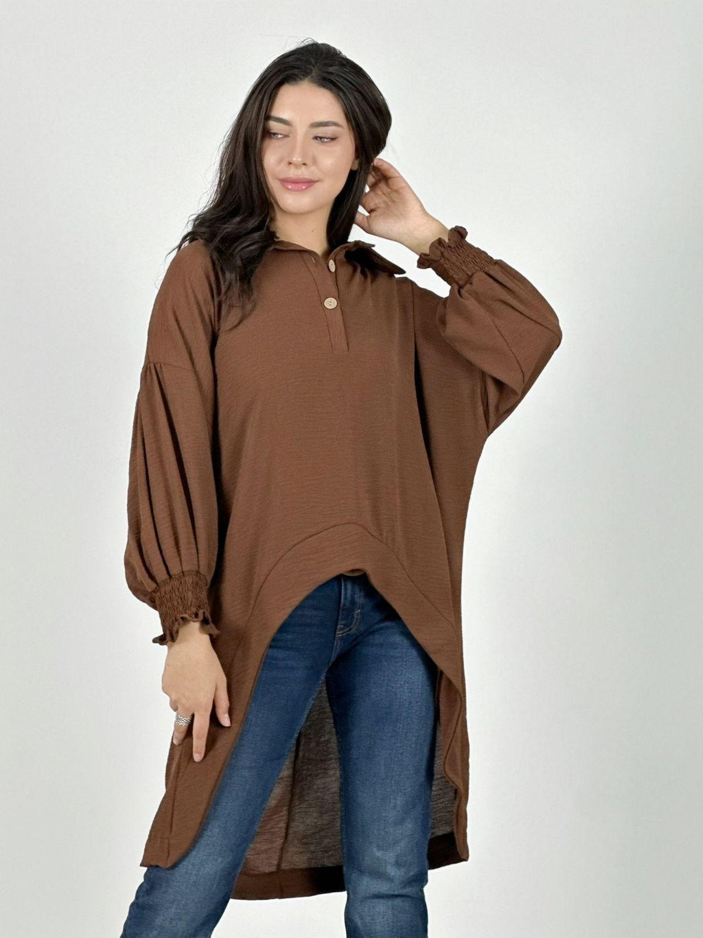 Blusón Camisero Tela Cey Con Botones