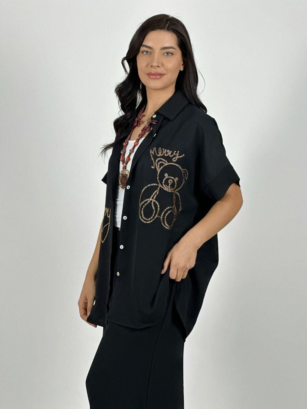 Blusa Crepé Happy Merry Oso Brillante