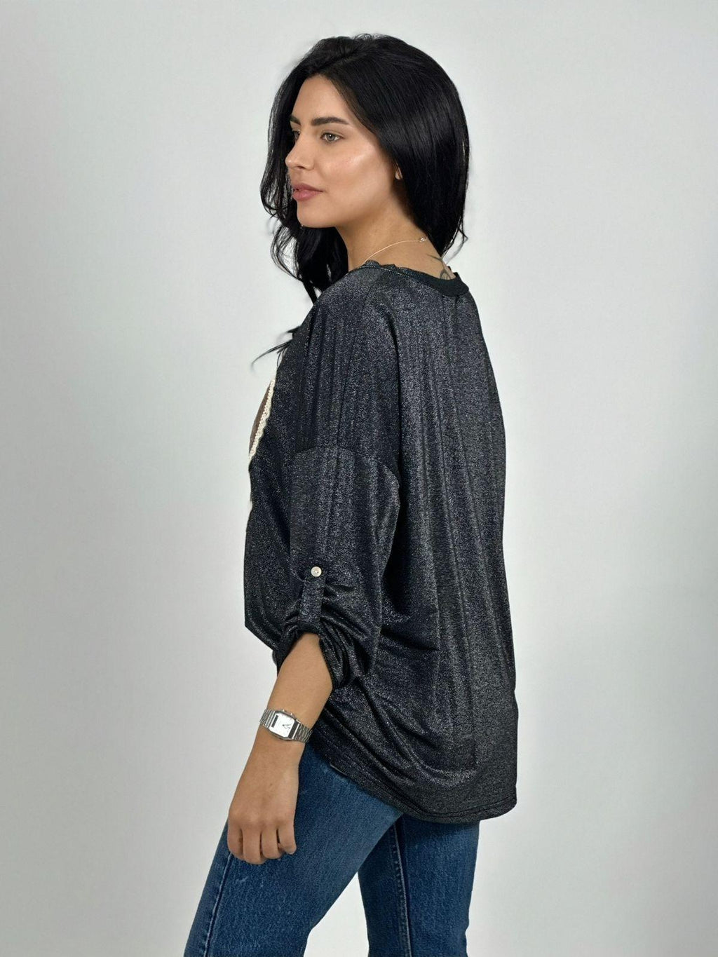 Polera Acetato Corazón Brillante