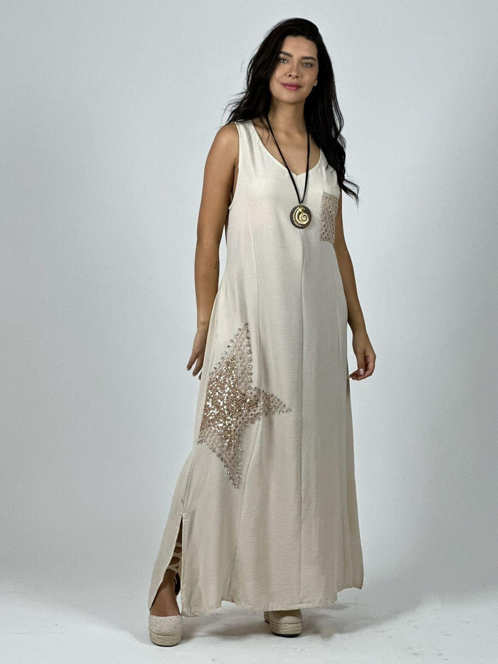 Vestido Crepé  Estrella Brillante