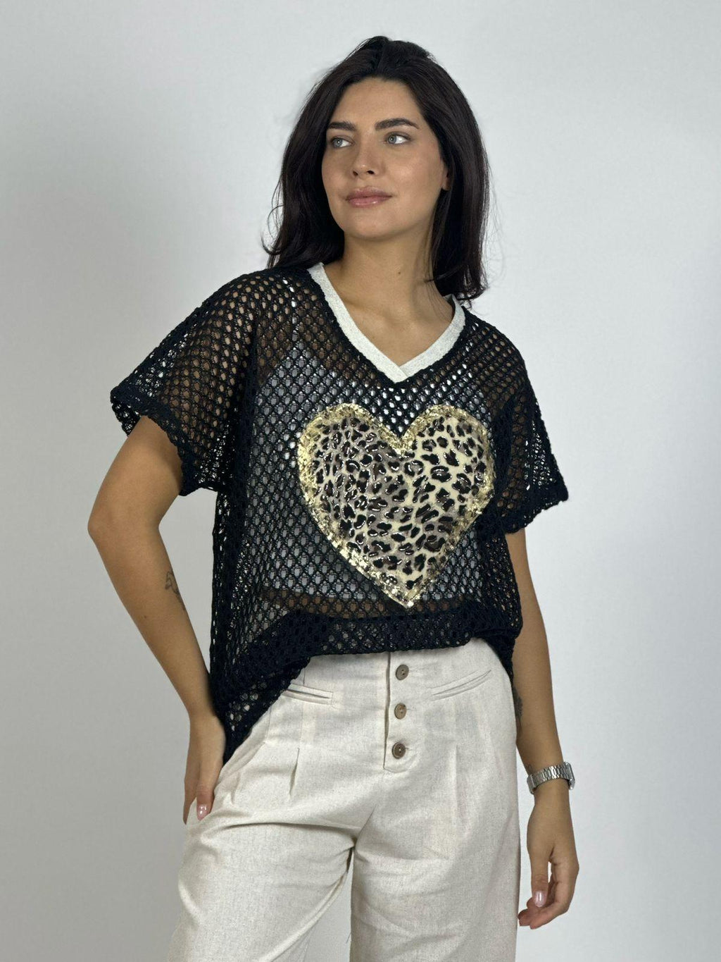 Polera Hilo Corazón Print