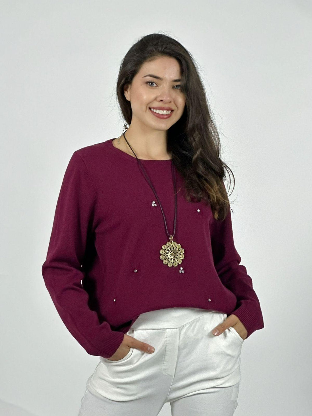 Sweater Spandex Flores y Diamantes