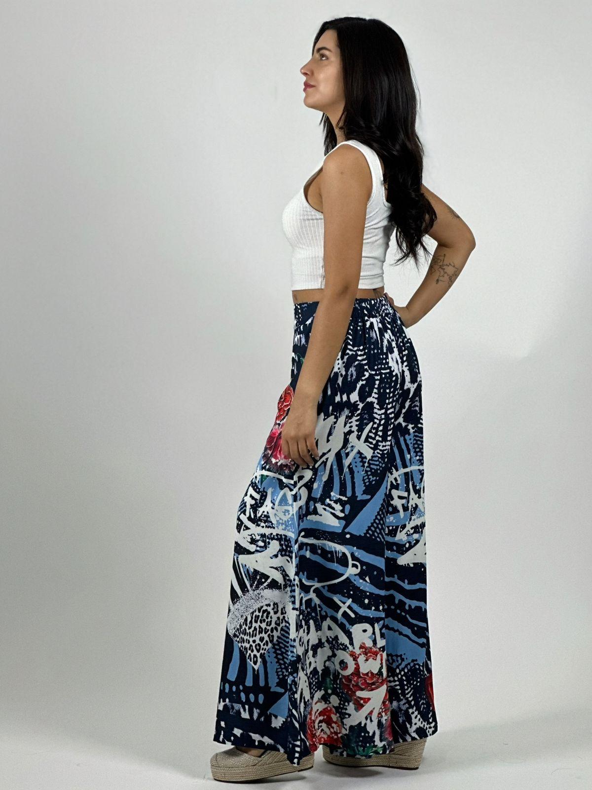 Palazzo Satín Estampado Snoopy y Rosas