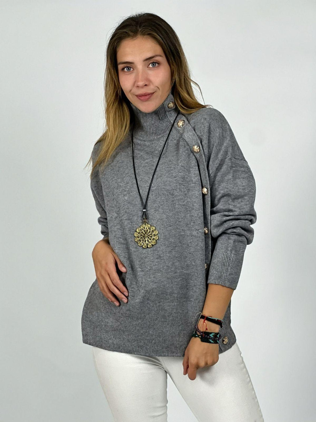 Sweater Lana Botones Dorados