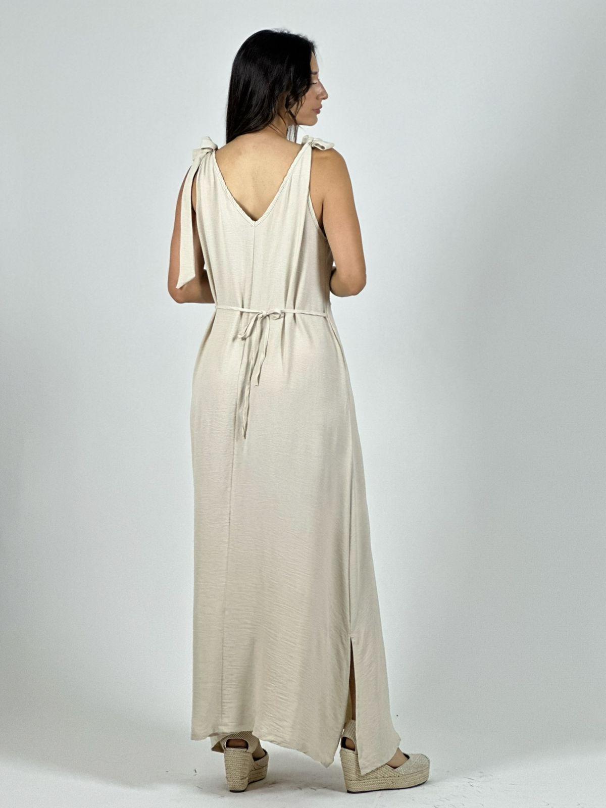 Vestido Lino Flor Brillos