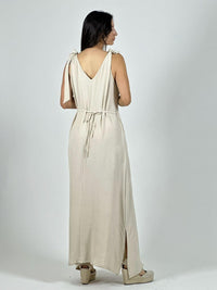 Vestido Lino Flor Brillos